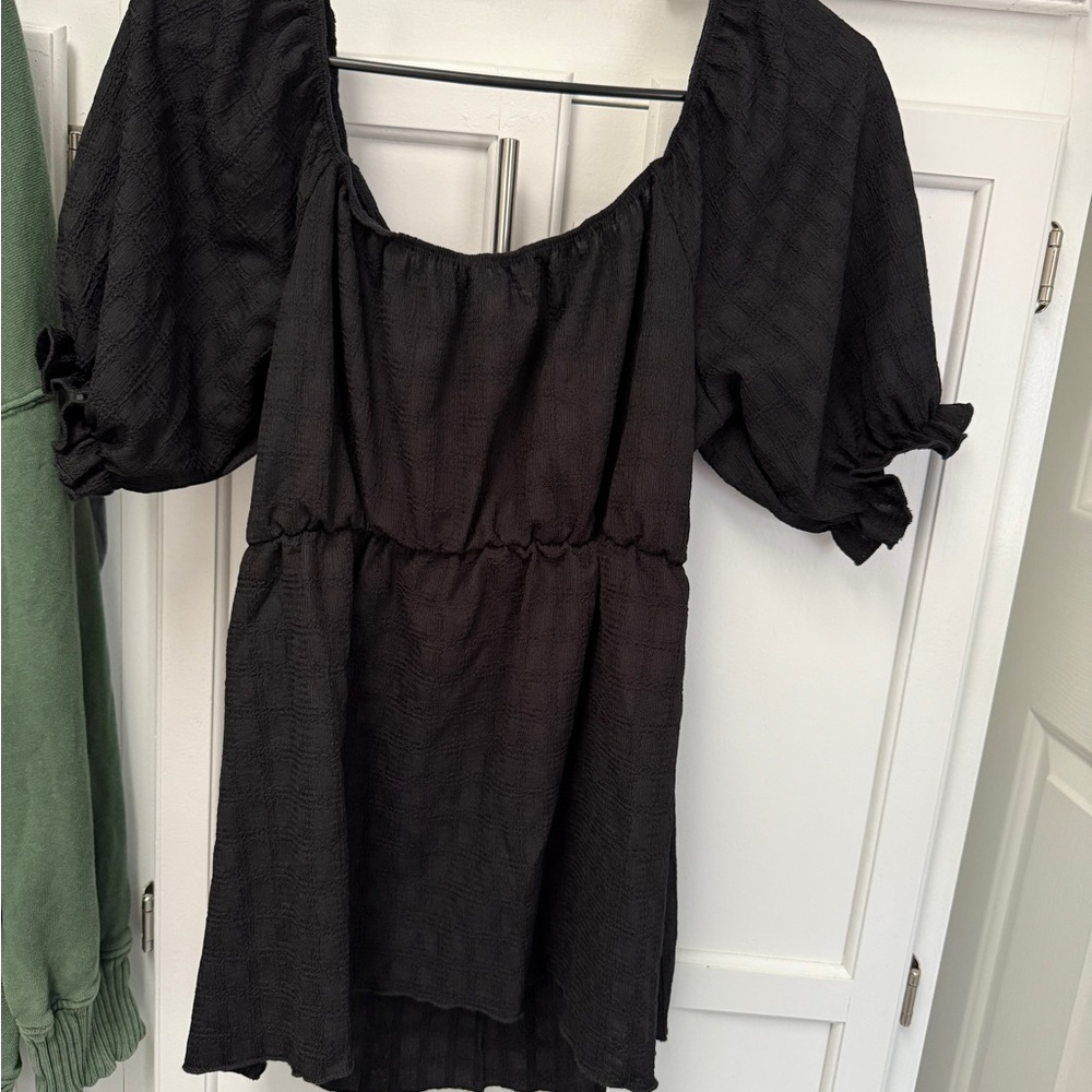 White Birch Black Ruffled Relaxed Blouse